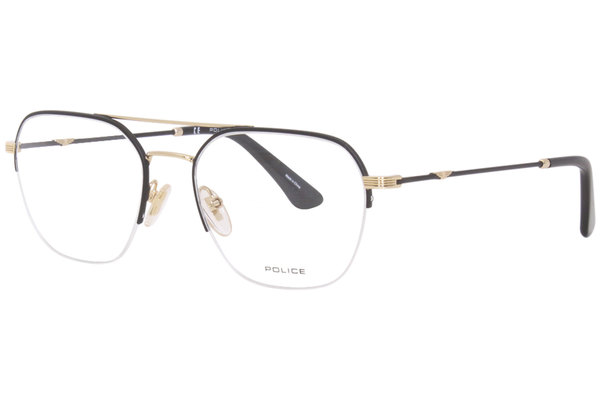  Police VPLD02 Eyeglasses Men's Semi Rim Stainless Steel Pilot Optical Frame 