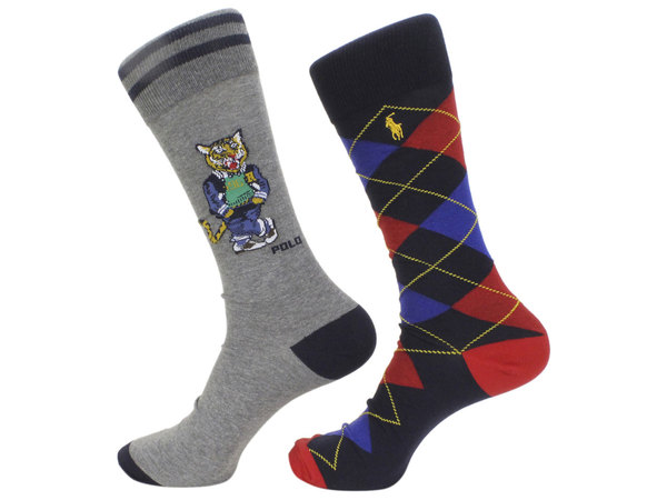  Polo Ralph Lauren Socks Men's 2-Pairs Polo Tiger Crew 