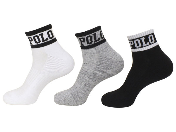  Polo Ralph Lauren Socks Men's 3-Pairs Ankle Logo Cuff Classic Sport 