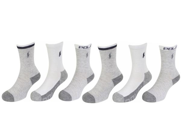  Polo Ralph Lauren Toddler/Little/Big Boy's 6-Pairs Sport Crew Socks 