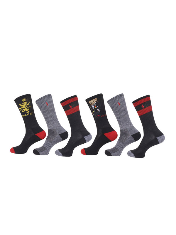  Polo Ralph Lauren Tuxedo Bear Socks Men's 6-Pairs Crew 