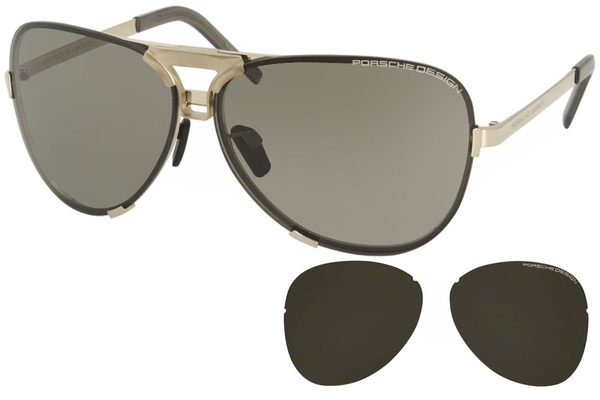  Porsche Design Men's P8678 Titanium Sunglasses Interchange Extra Lenses 