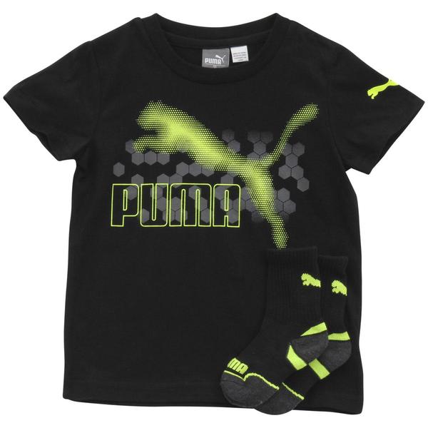 Puma Little Boy's 2-Piece Hexagon Dot Short Sleeve T-Shirt & Socks Set 