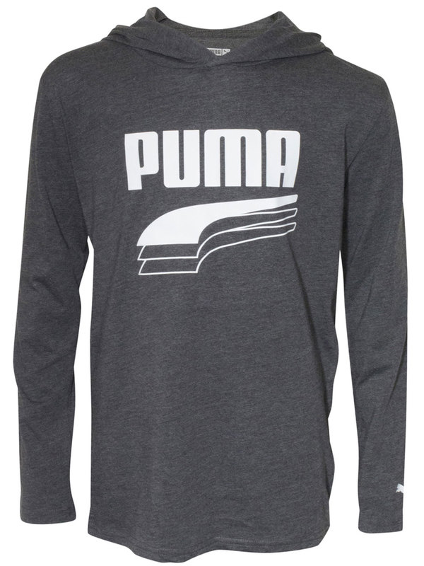 Puma Logo T-Shirt Big Boy's Hooded Long Sleeve