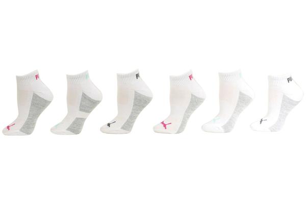 Puma Women's 6-Pack Colored Toe Quarter Crew Socks | JoyLot.com