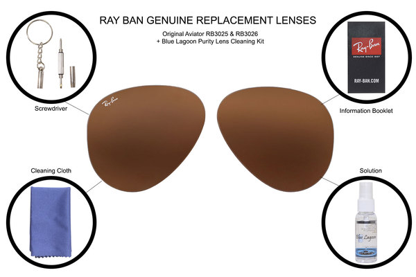 Ray Ban Original Aviator RB3025 & RB3026 Sunglasses Genuine Replacement Lenses