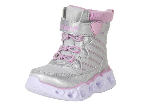  Skechers Toddler Girl's Heart Lights Heart Chaser Light Up Winter Boots Shoes 