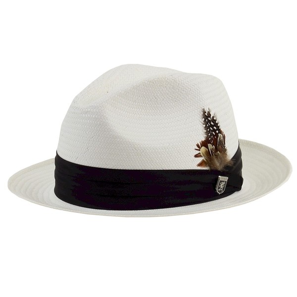  Stacy Adams Men's Snap Brim Toyo Straw Fedora Hat 