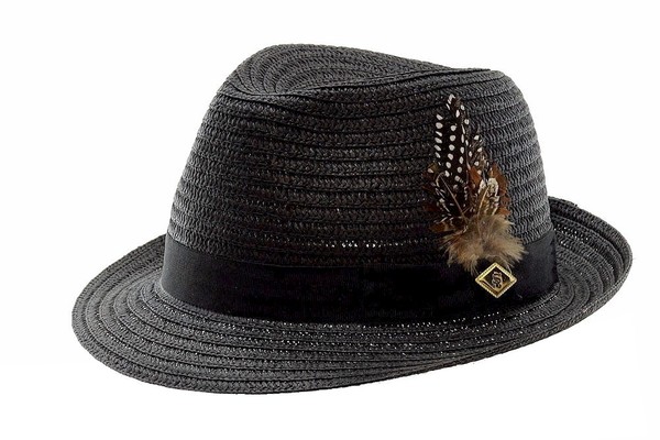  Stacy Adams Men's Sting Brim Paper Braid Fedora Hat 