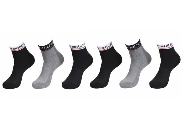  Tommy Hilfiger Men's 3-Pairs Logo Cuff Ankle Socks 