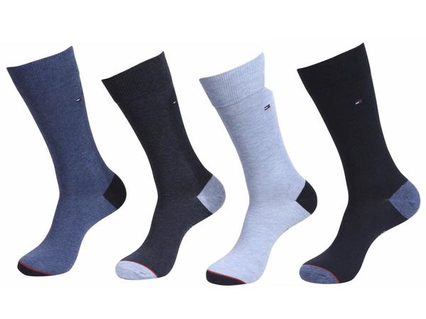  Tommy Hilfiger Men's 4-Pairs Contrast Heel Crew Socks 