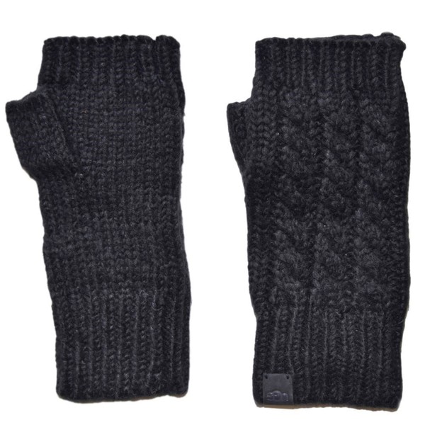  Ugg Women's Cable Knit Fingerless Glove Leather Logo 