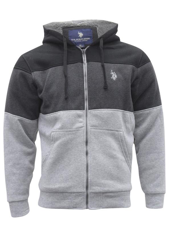  U.S. Polo Association Men's Colorblock Zip Front Hooded Sweatshirt 