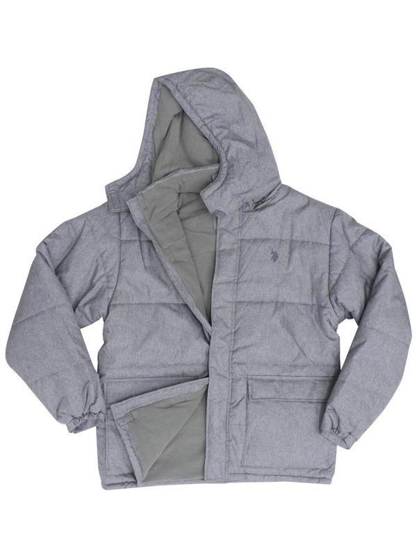  U.S. Polo Association Men's Heathered Classic Bubble Zip Front Hooded Jacket 