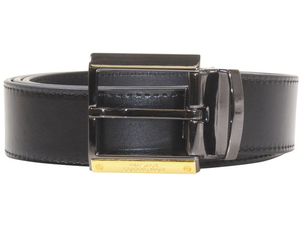 Versace Collection Men's Belt Genuine Leather Square Logo Black Sz