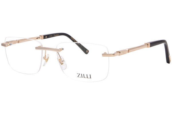  Zilli ZI60063 Eyeglasses Men's Rimless Rectangle Shape 