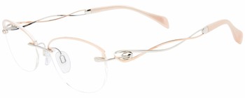 Line Art by Charmant XL2160 Eyeglasses Frame Women's Half Rim Cat Eye Titanium