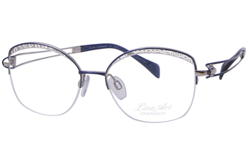 Line Art by Charmant XL2161 Eyeglasses Frame Women's Half Rim Cat Eye Titanium