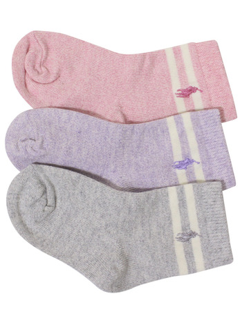 Polo Ralph Lauren Infant/Toddler Girl's Socks Striped Cuff 3-Pairs