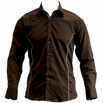 TR Premium Men's TR-570 Slim Fit Contrast Trim Button Down Dress Shirt