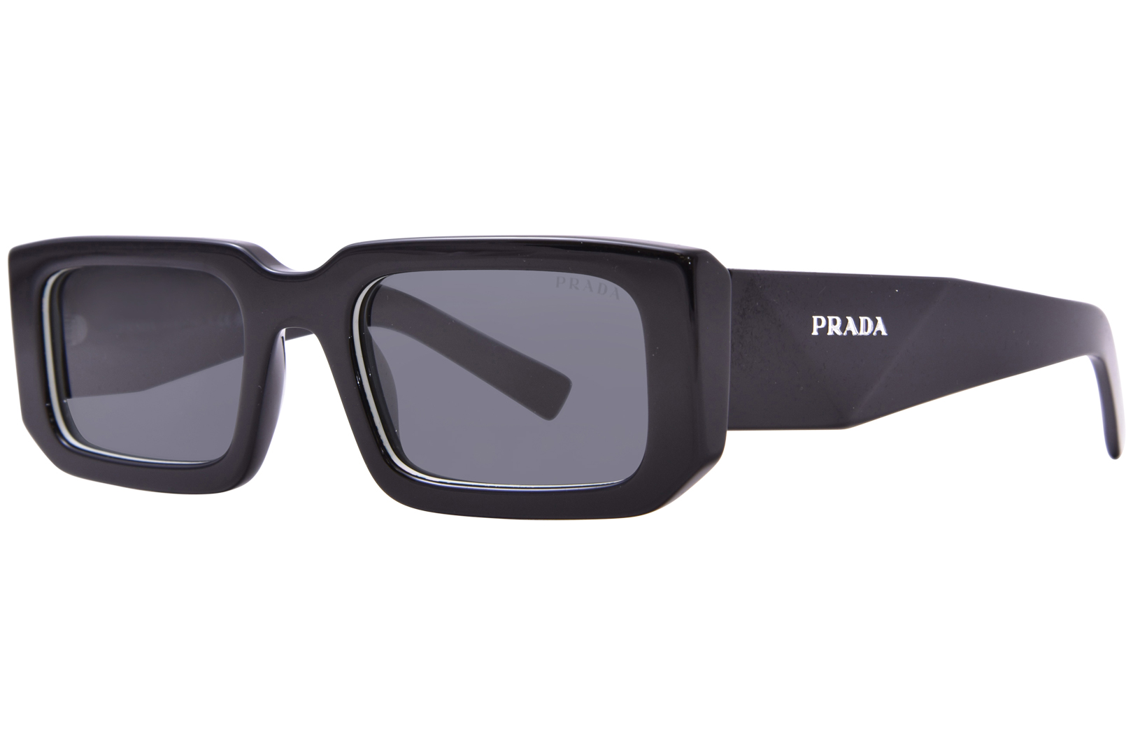 EAN 8056597517058 product image for Prada PR 06YS 09Q5S0 Sunglasses Men's Black/White/Dark Grey Rectangle Shape 53mm | upcitemdb.com