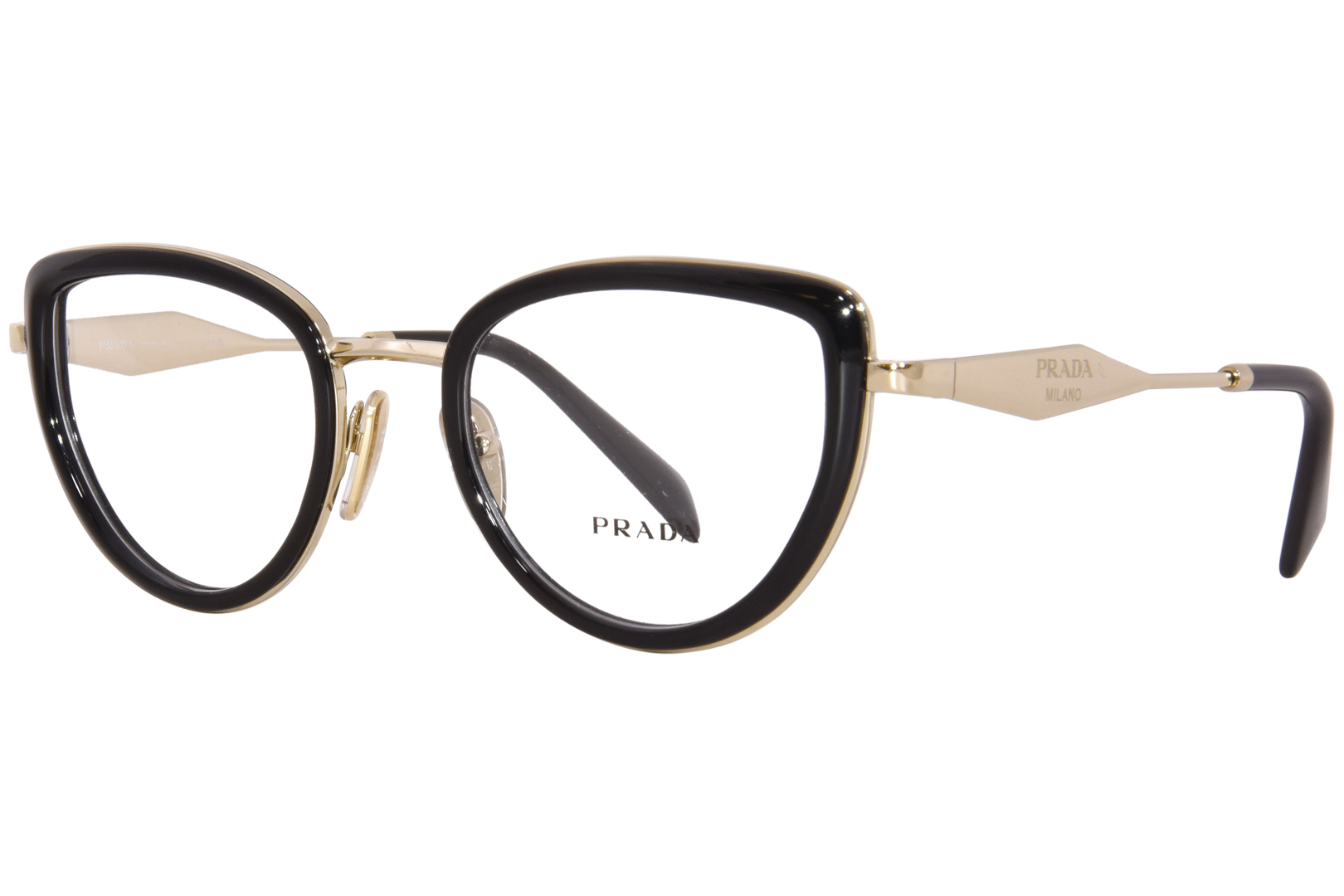 Prada PR-54ZV 1AB1O1 Eyeglasses Women's Black Full Rim Cat Eye 49-22 ...