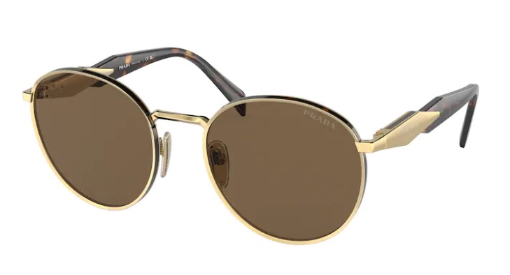 EAN 8056597744560 product image for Prada PR 56ZS 10F06B Sunglasses Women's Gold/Dark Brown Round Shape 54 20 140 -  | upcitemdb.com