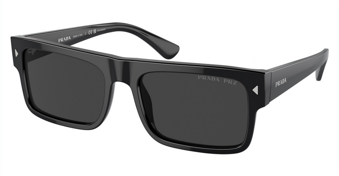 Prada PR A10SF 16K08G Sunglasses Men's Black/Black Polarized 59-17-150 ...