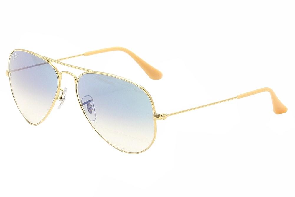 Ray-Ban RB3025 Classic Polarized Aviator Sunglasses, Legend Gold/Polarized Clear Gradient Dark Blue