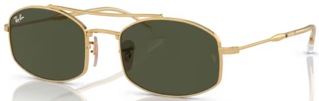 EAN 8056597935579 product image for Ray Ban RB3719 001/31 Sunglasses Gold/Green Oval Shape 54 20 145 - Lens-54 Bridg | upcitemdb.com