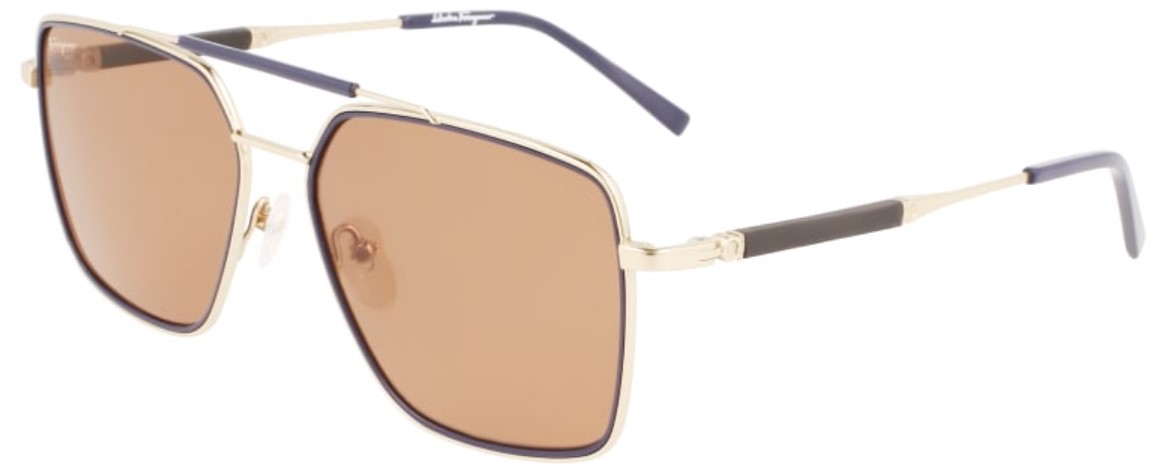 UPC 886895555999 product image for Salvatore Ferragamo SF298S 743 Sunglasses Men's Gold/Blue Rectangle Shape 59mm - | upcitemdb.com