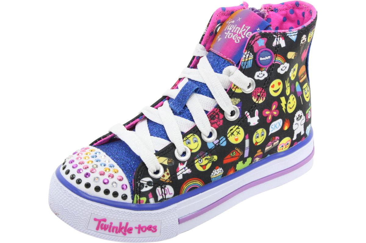 Skechers Twinkle Toes Shuffles-Chat Time Light Up Emoji Sneakers Shoes ...