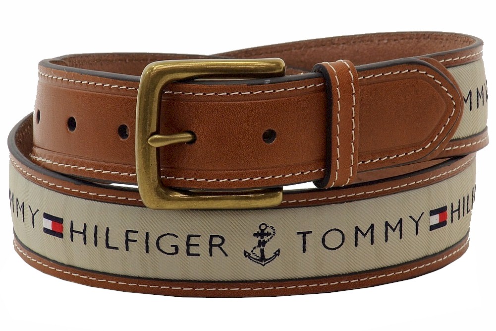 tommy hilfiger men's ribbon inlay belt