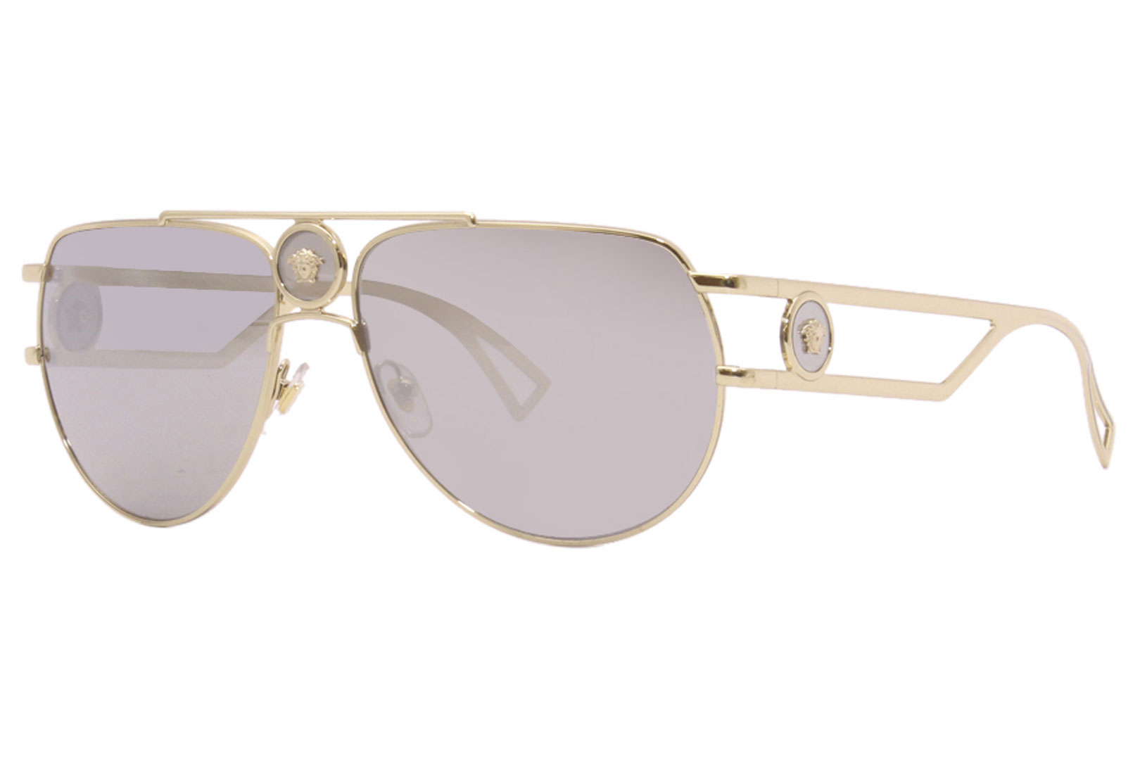 Versace Sunglasses Men's VE2225 12526G Pale Gold/Grey-Silver Mirror 60 ...