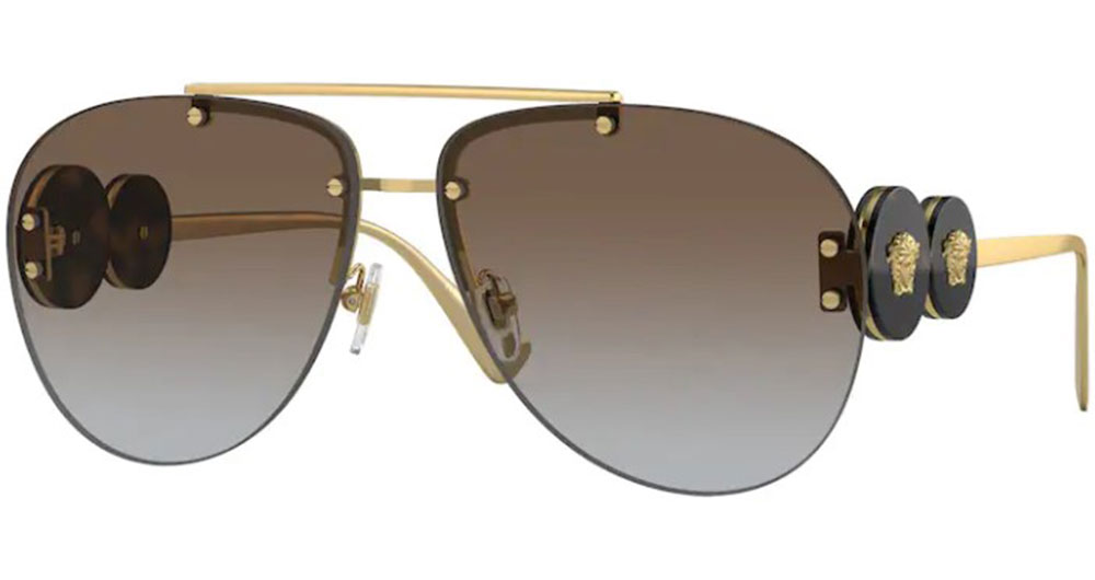 EAN 8056597727785 product image for Versace VE2250 148889 Sunglasses Women's Gold/Brown Grey Gradient Pilot 63mm - L | upcitemdb.com