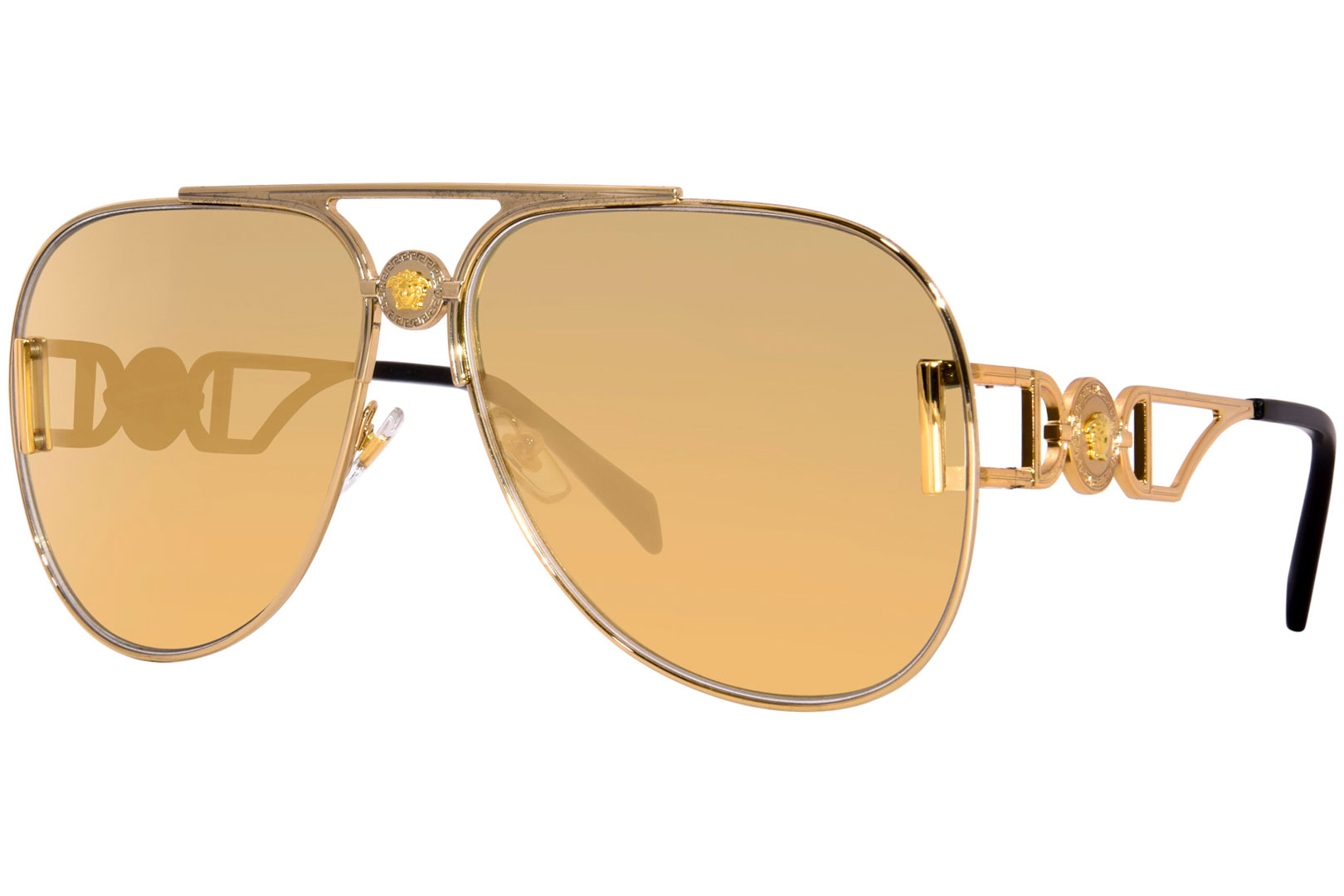 EAN 8056597836425 product image for Versace VE2255 100203 Sunglasses Gold/Clear Mirror Real Yellow Gold Pilot 63mm - | upcitemdb.com