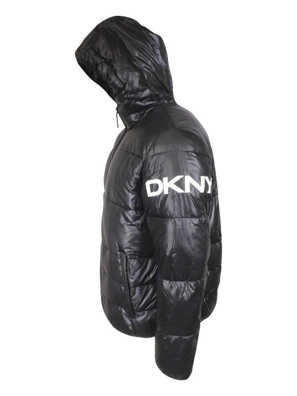 dkny men's hooded puffer jacket