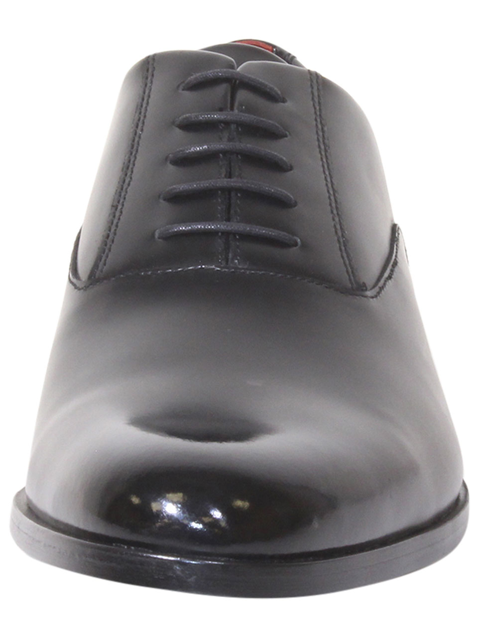HUGO - Patent-leather Oxford shoes with stacked logo