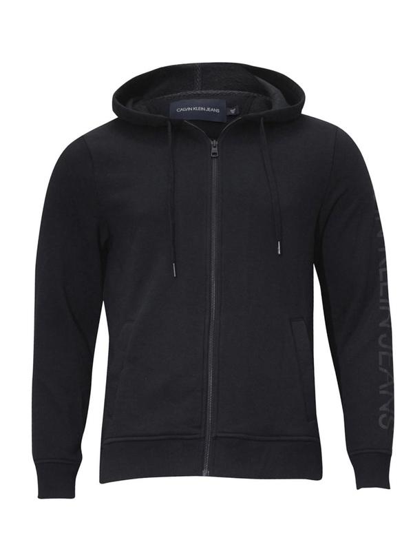 Calvin Klein Men's Reflective Logo Zip Front Hooded Sweatshirt