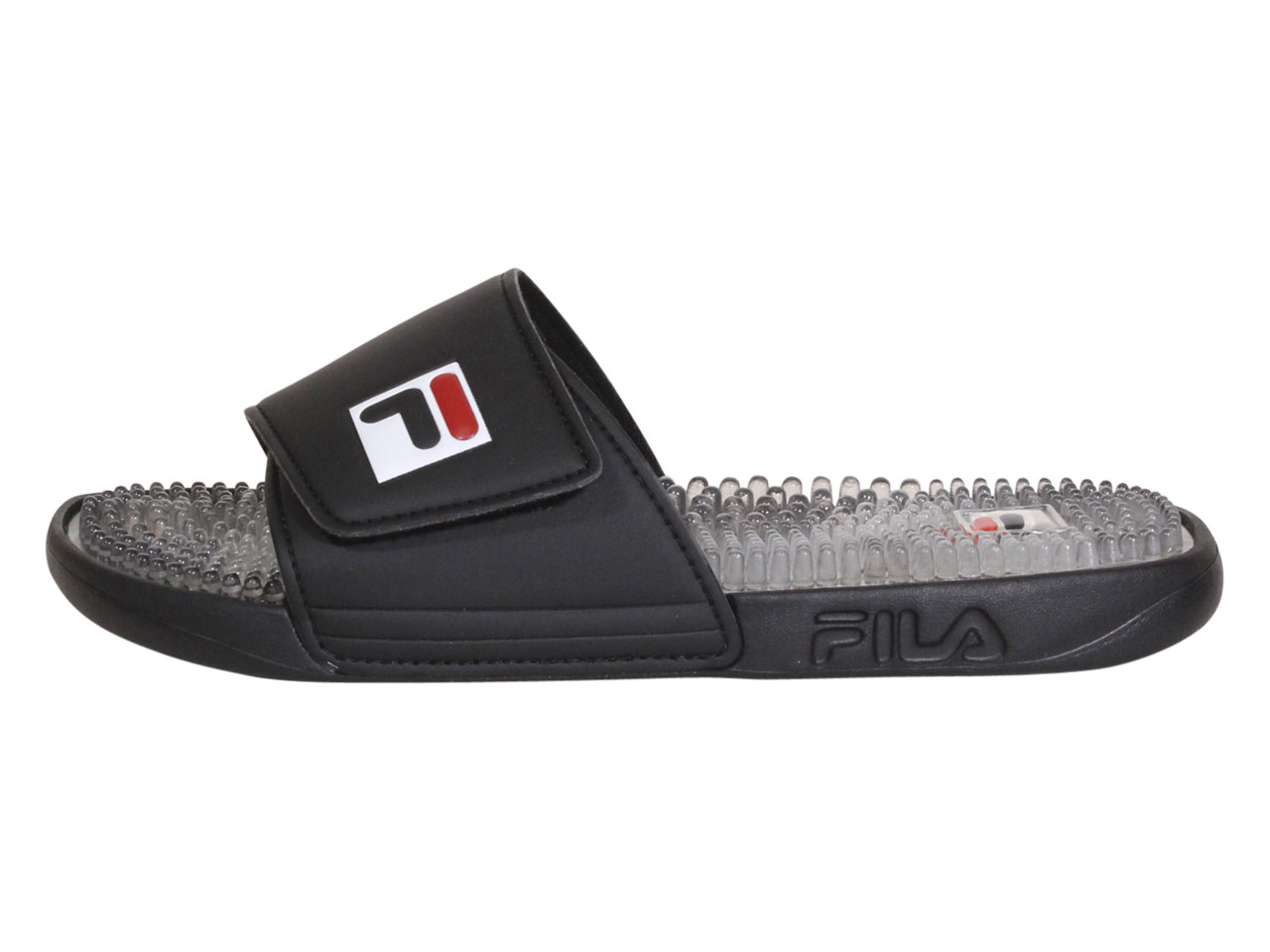 fila massaggio slides mens sandals shoes black black red 3 2