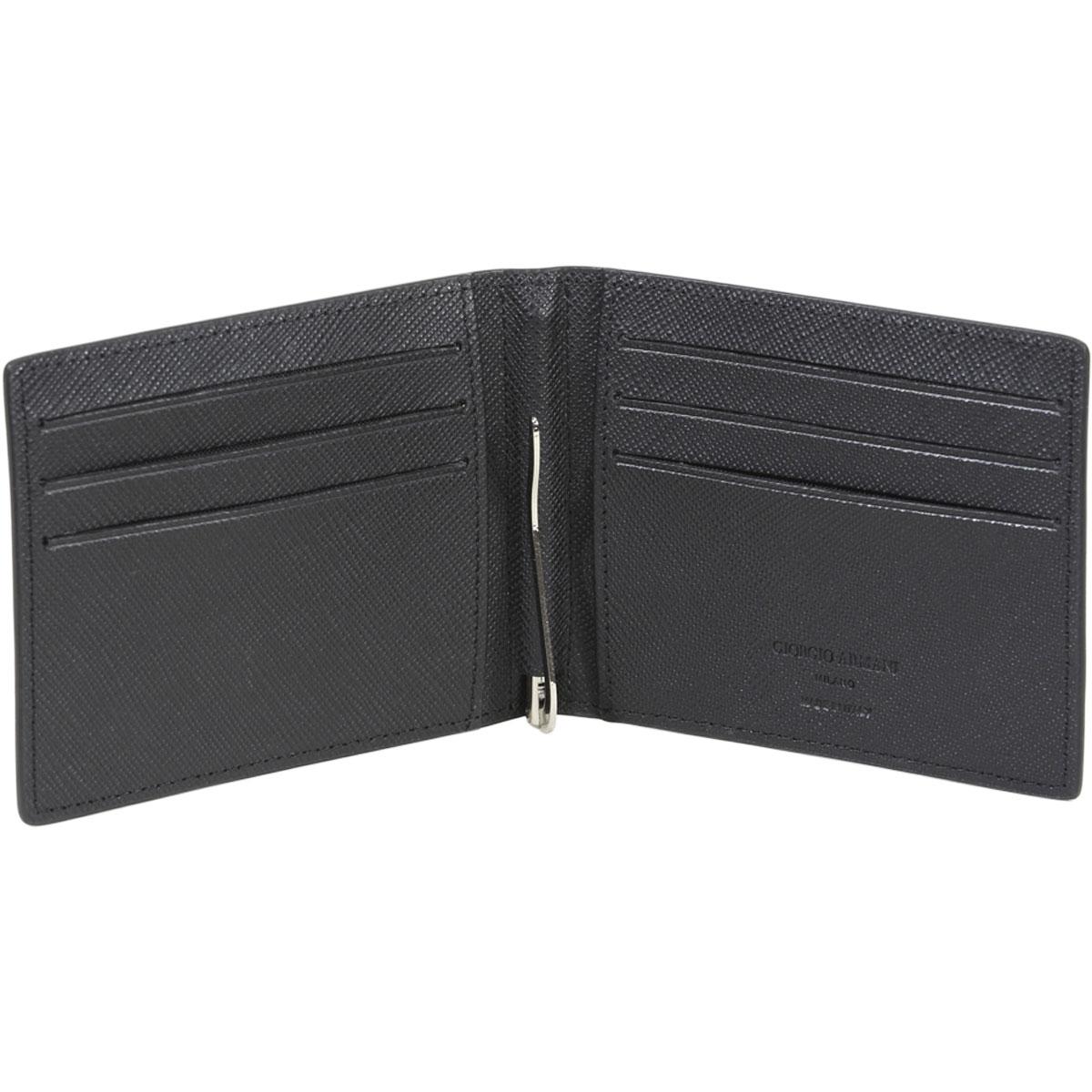 Giorgio Armani Men's Genuine Saffiano Leather Bi-Fold Money Clip Wallet |  
