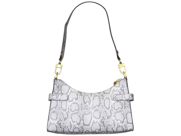 GUESS womens Zadie Logo Top Zip Shoulder Bag, Latte Logo Python