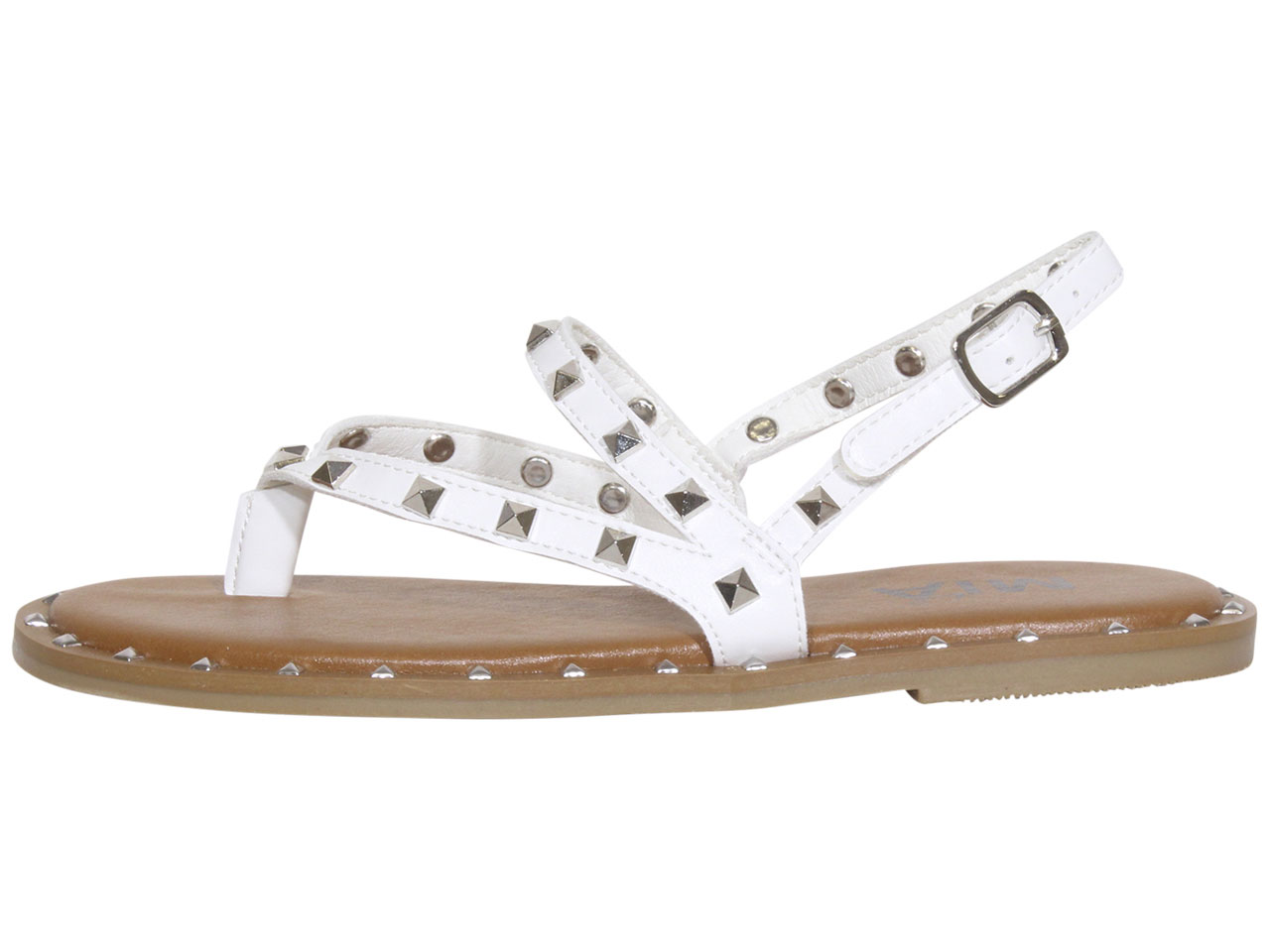 Mia Kids Big Girl's Bambina Sandals Strappy Shoes Spiked White Sz: 4 ...