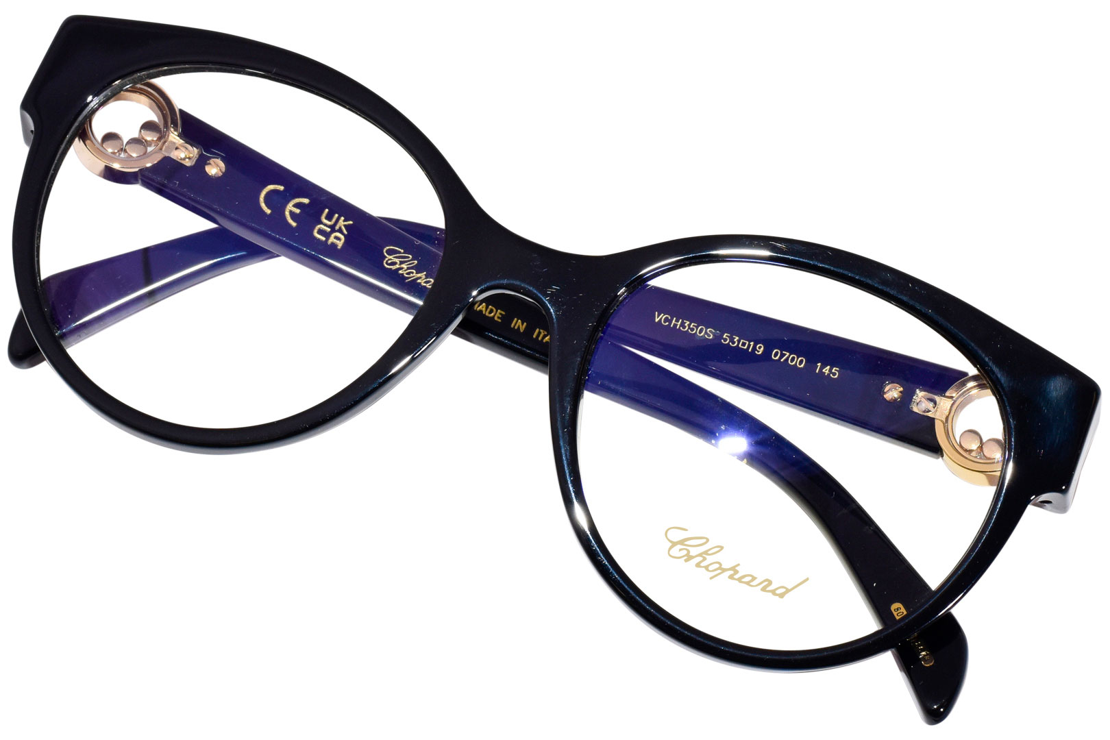 Chopard VCH350S 0700 Eyeglasses Women s Black Full Rim Cat Eye 53