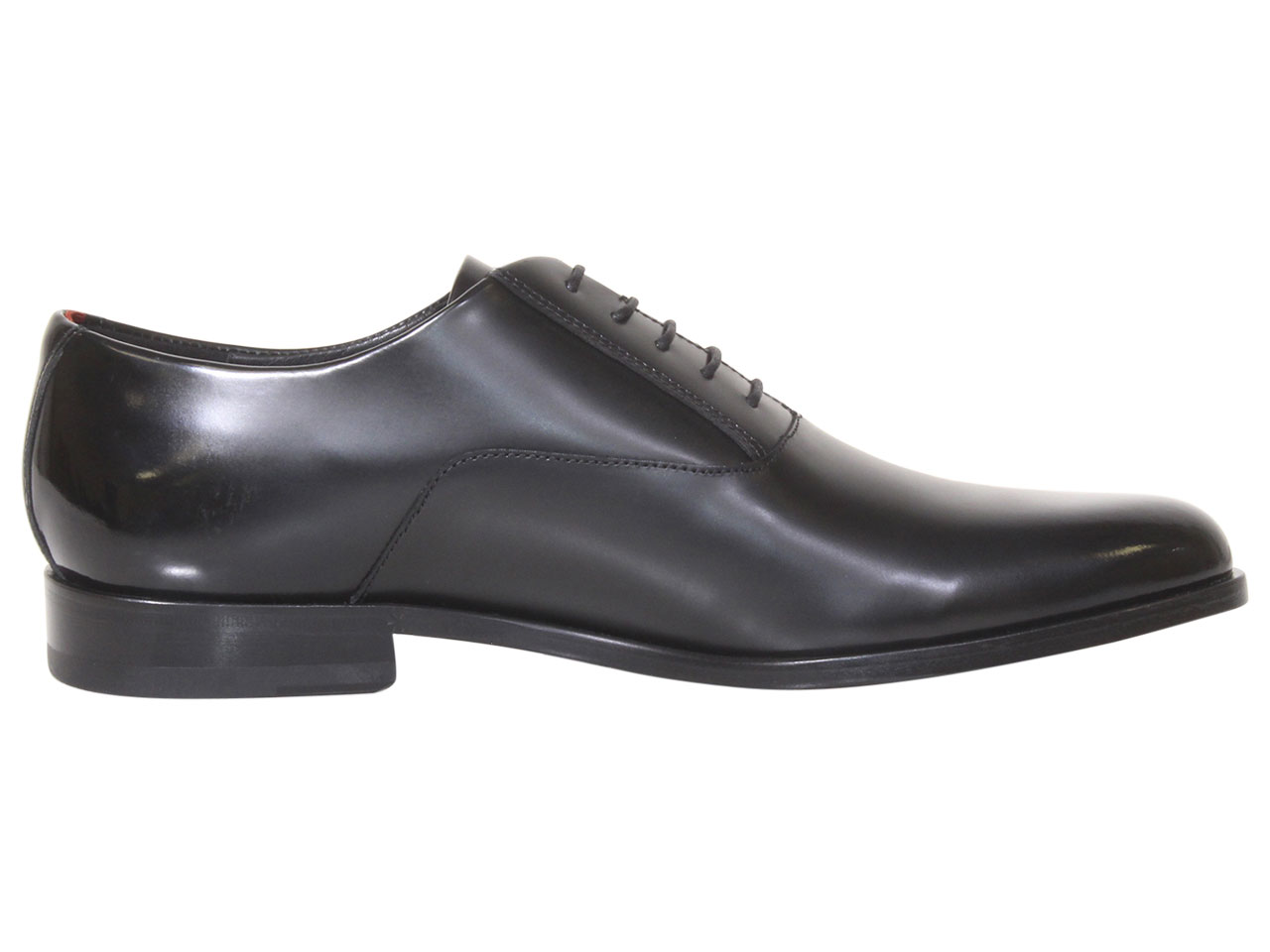 HUGO - Patent-leather Oxford shoes with stacked logo