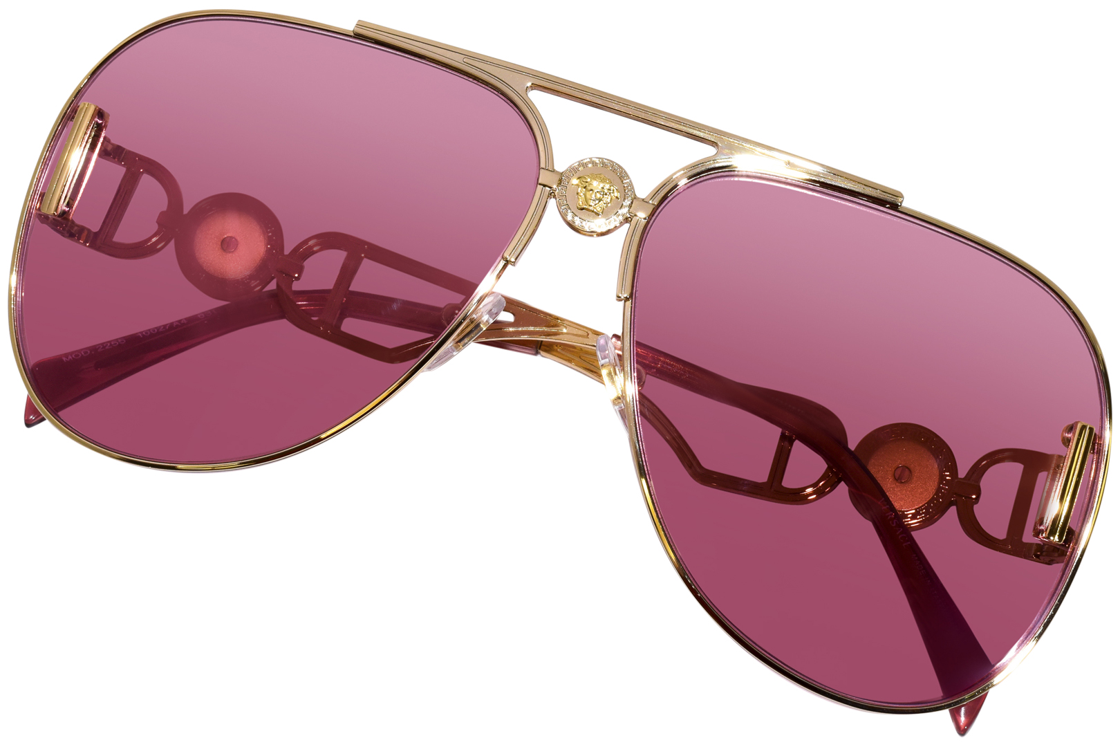 Versace Ve2255 1002a4 Sunglasses Goldpink Mirror Internal Silver Pilot 63mm 