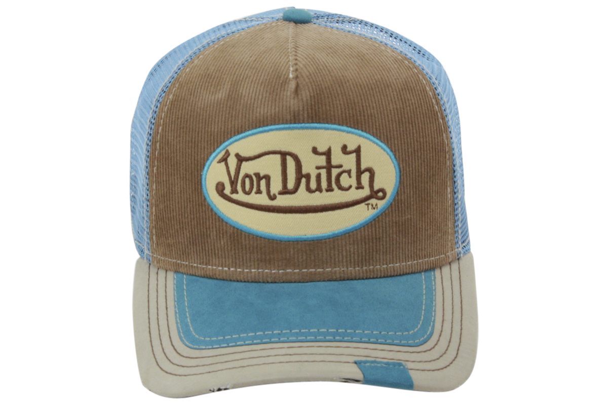 Von Dutch Men's Trucker Corduroy Patch Cap Hat (One Size Fits Most)