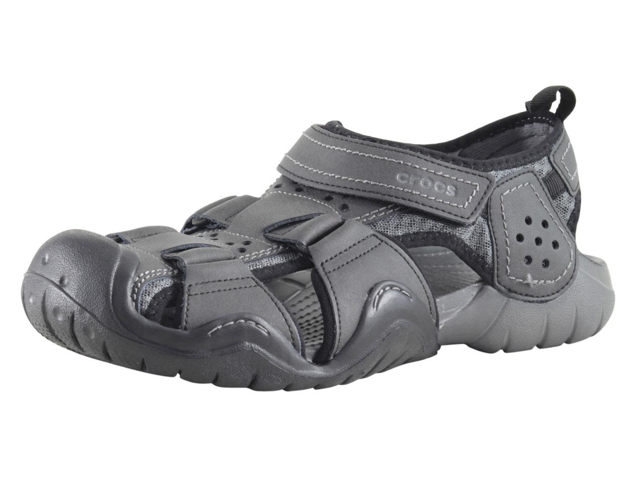 crocs swiftwater leather fisherman sandals