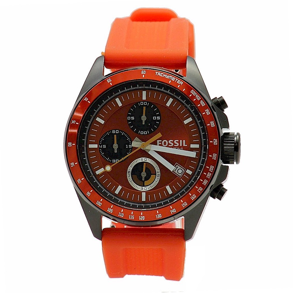 orange fossil watch