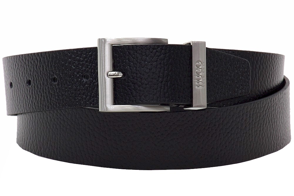 Boss Men's Leather Belt with Brushed Effect Buckle